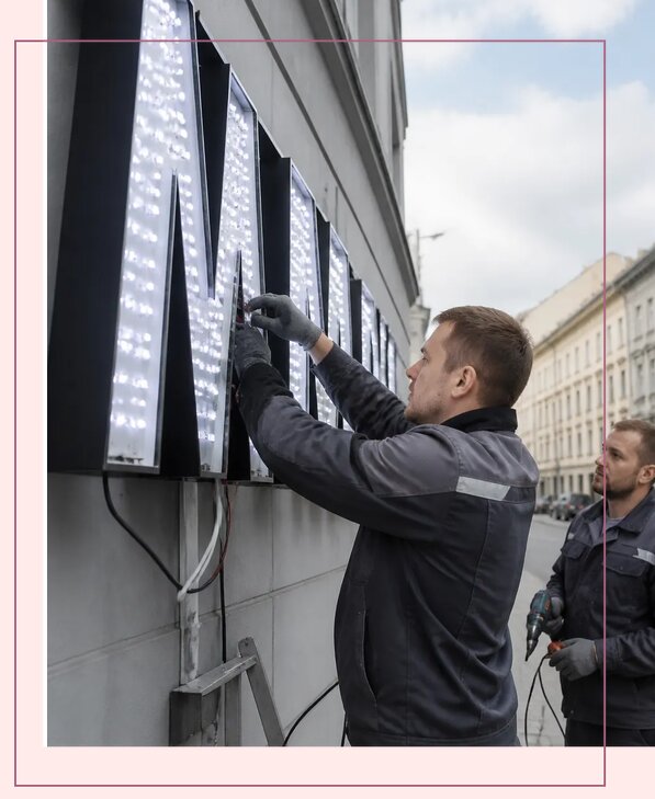 Изготовление и монтаж светодиодных LED вывесок в Новокуйбышевске